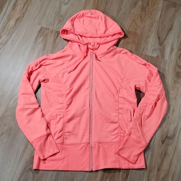 💜Champion Elite Neon Orange Zippered Long Sleeve Hooded Sweatshirt Large - Picture 1 of 7